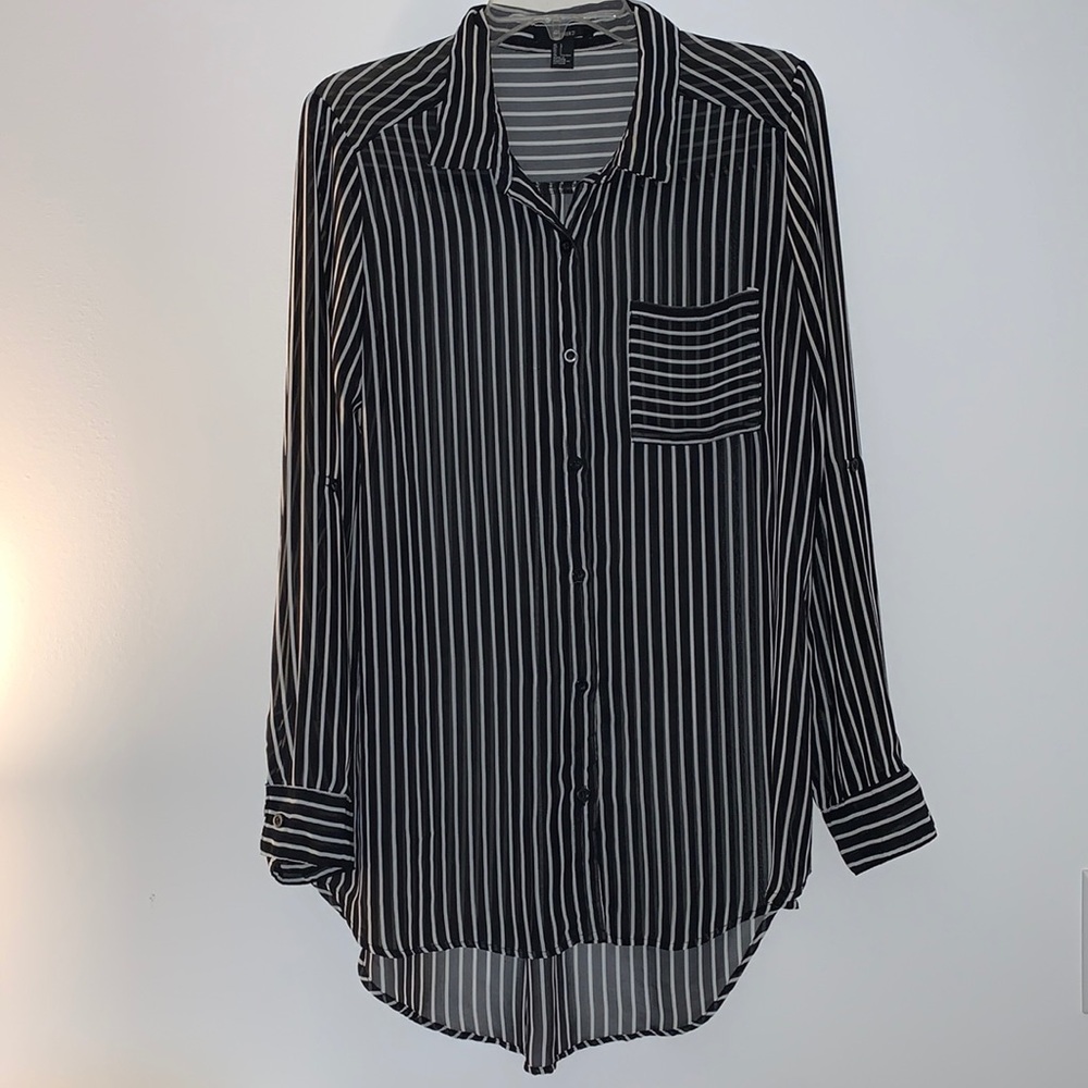 Forever 21 circa 2016 sheer, pin striped blouse